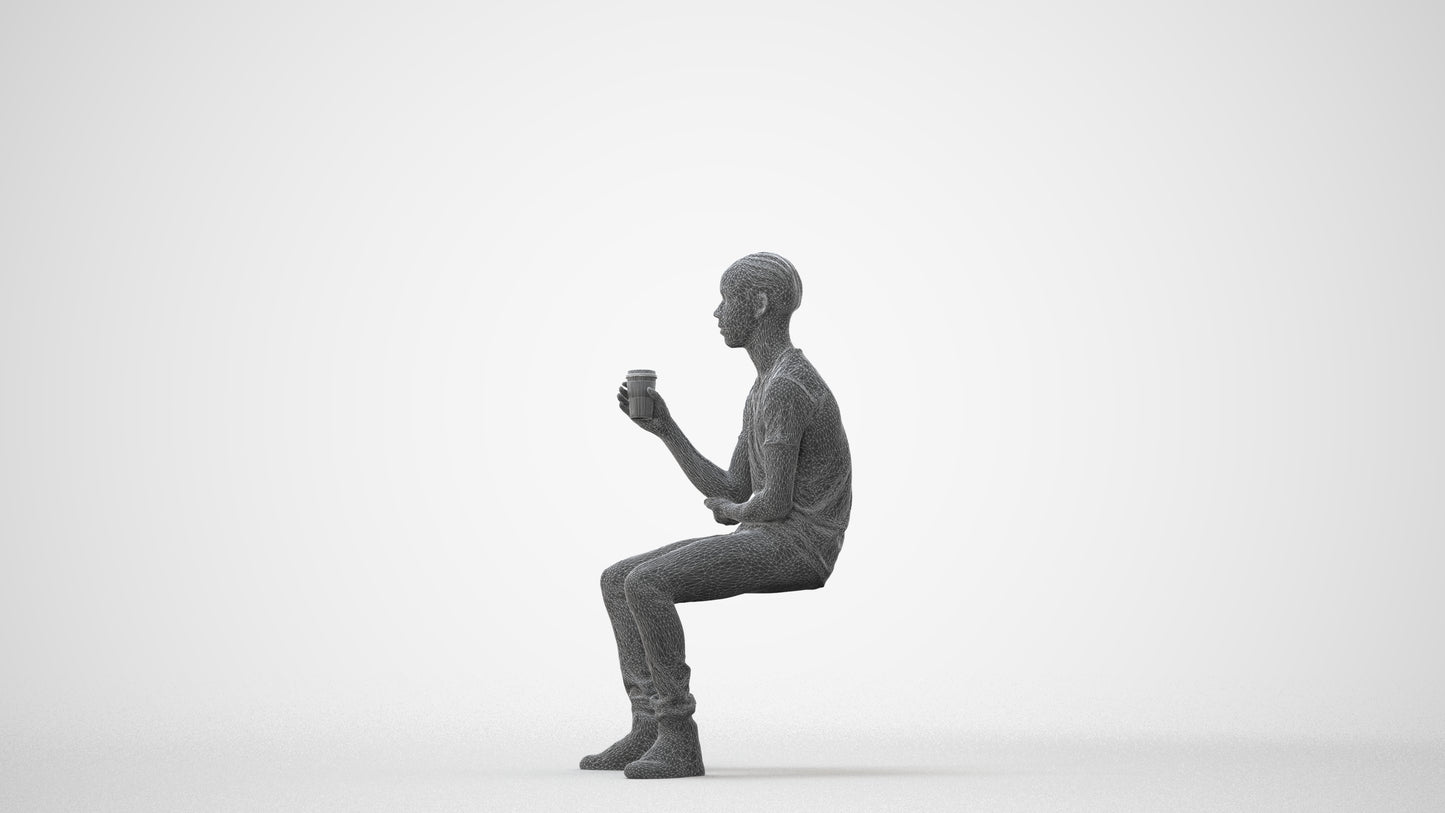 3D human model boy casual kids, photogrammetry scanned person for archviz, square thumbnail