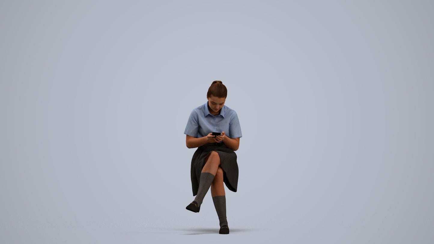 realistic 3D girl mix, scanned archviz people for Blender and 3ds Max, standing pose render