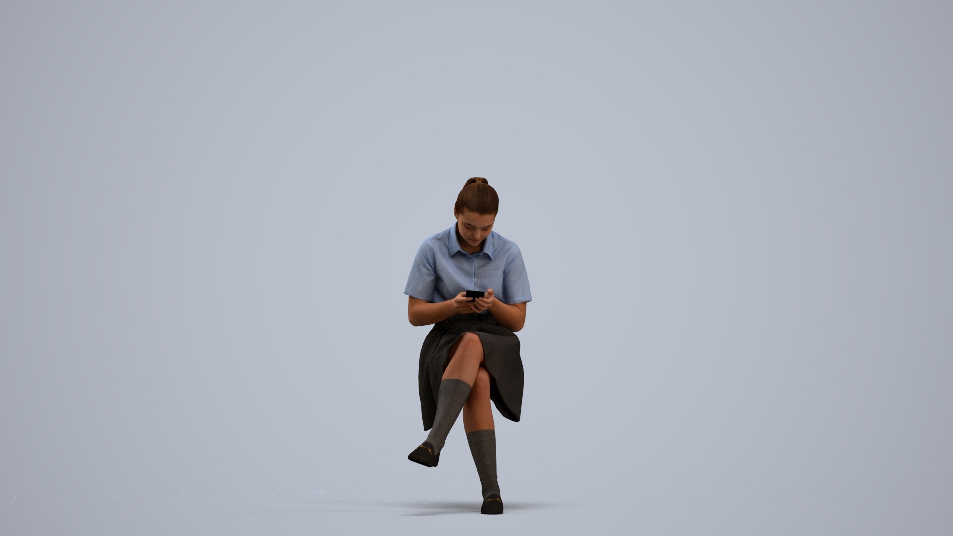 realistic 3D girl mix, scanned archviz people for Blender and 3ds Max, standing pose render