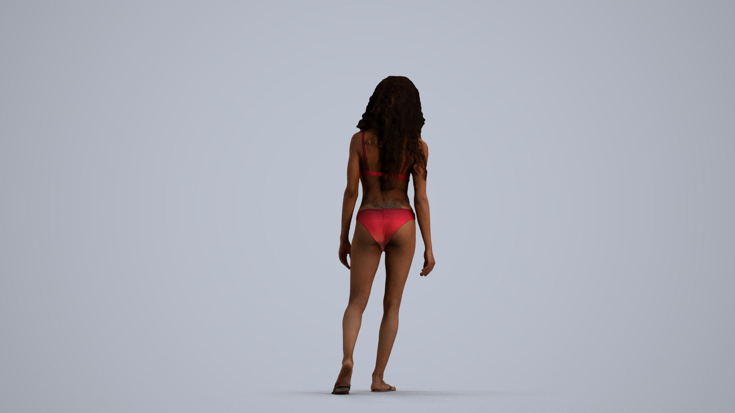 scanned 3D woman pool, photogrammetry people for Enscape and V-Ray, front view render