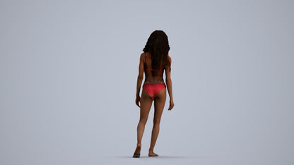 scanned 3D woman pool, photogrammetry people for Enscape and V-Ray, front view render
