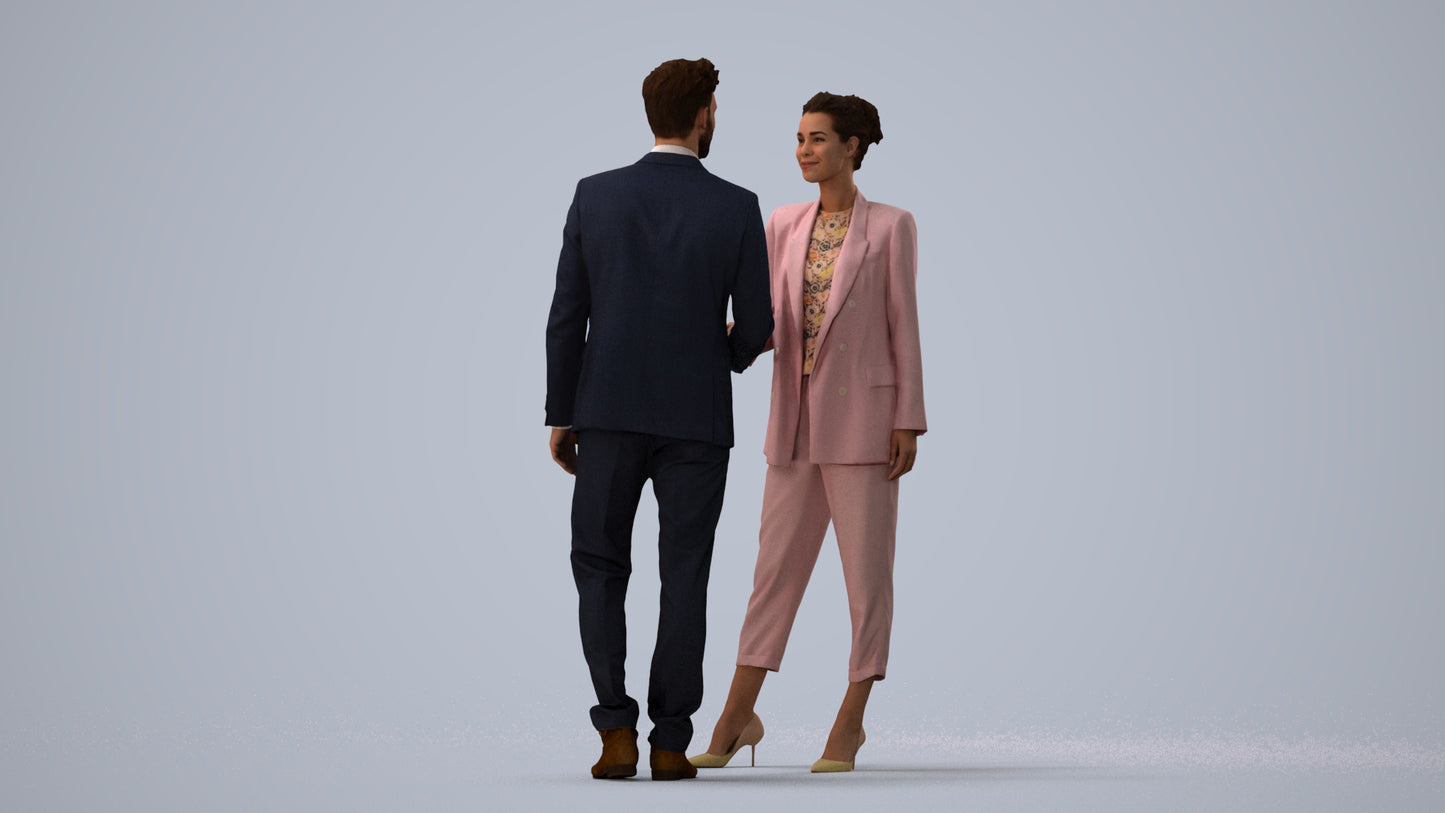3D people model woman business shopping, scanned human for 3ds Max rendering, three-quarter view render