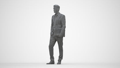 realistic 3D people man business, render-ready for V-Ray and Corona, FBX OBJ, wireframe back view