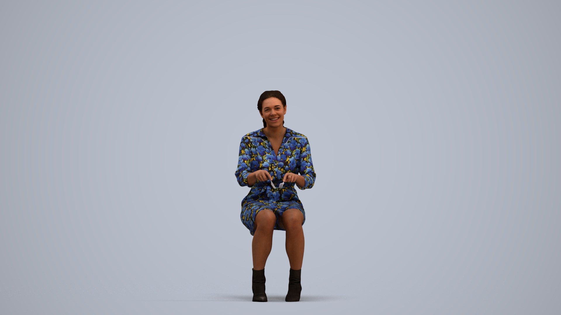 photogrammetry 3D woman casual business, realistic human model archviz FBX, standing pose render