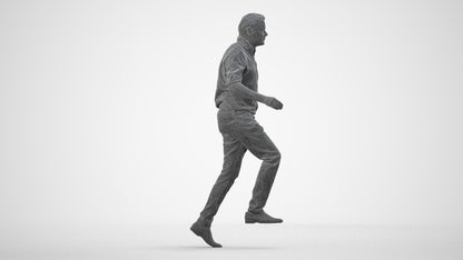 realistic 3D human man casual standing, archviz people FBX OBJ for Blender, wireframe side view
