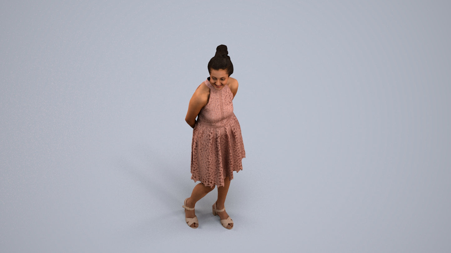 realistic 3D people woman formal standing, render-ready for V-Ray and Corona, FBX OBJ, back view render