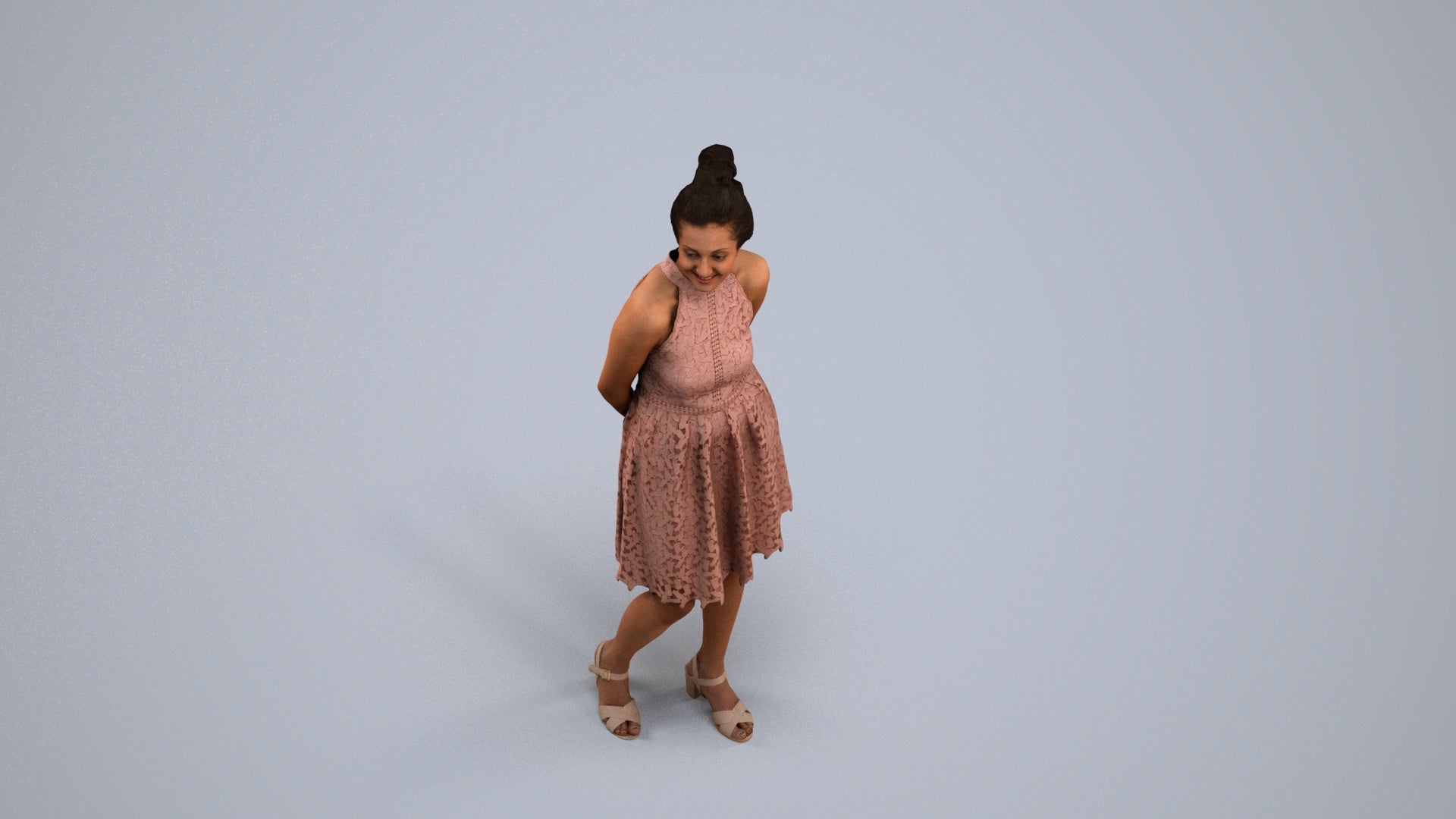 realistic 3D people woman formal standing, render-ready for V-Ray and Corona, FBX OBJ, back view render