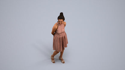 realistic 3D people woman formal standing, render-ready for V-Ray and Corona, FBX OBJ, back view render