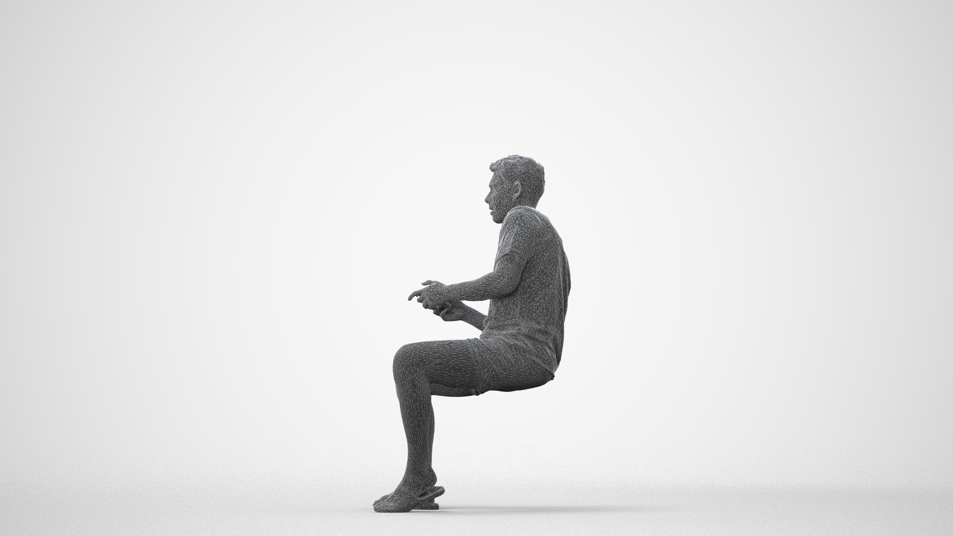 realistic 3D human man casual sitting, archviz people FBX OBJ for Blender, square thumbnail