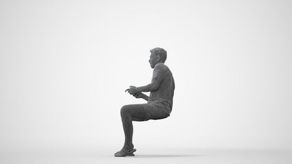 realistic 3D human man casual sitting, archviz people FBX OBJ for Blender, square thumbnail