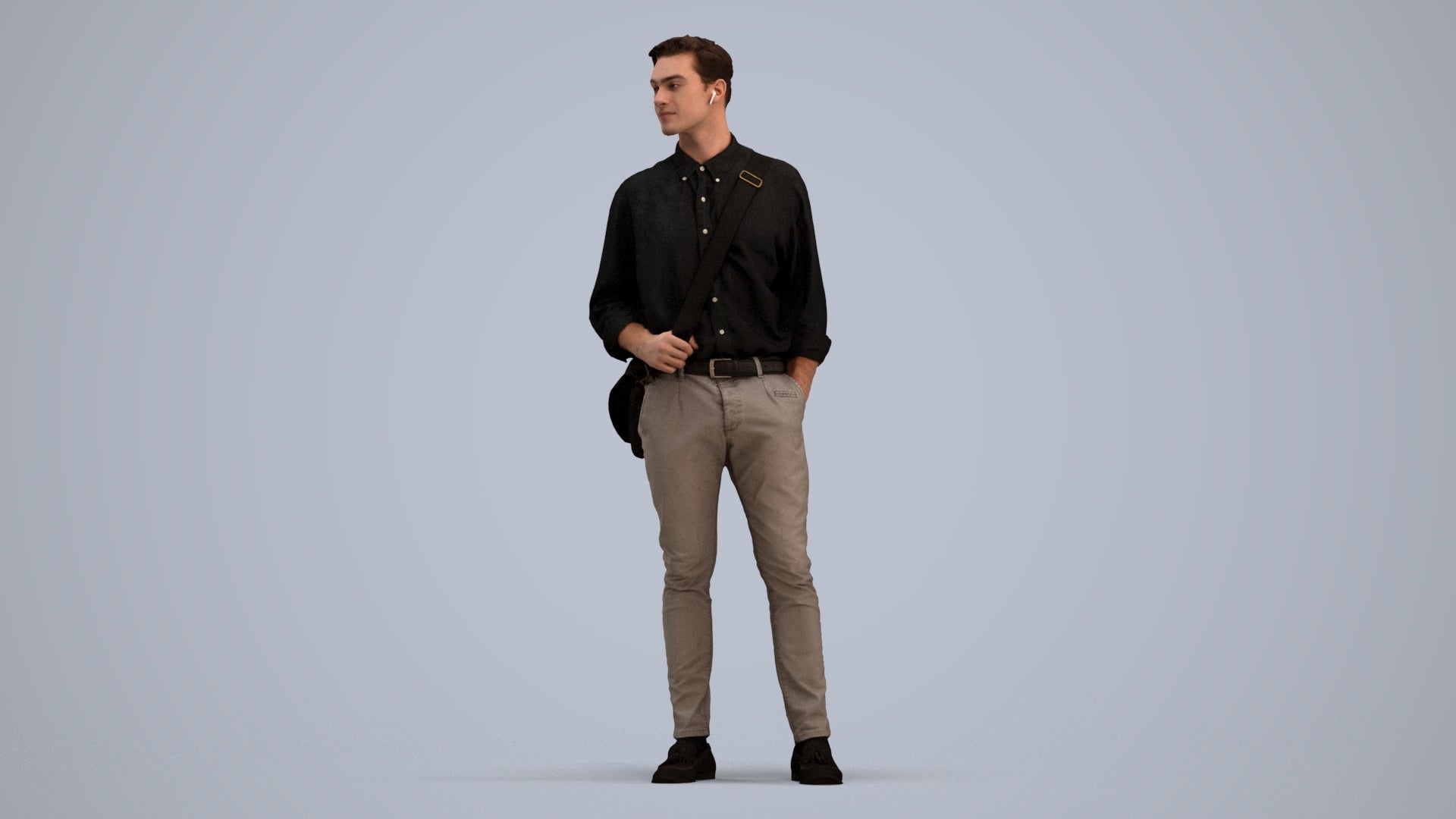 scanned 3D man casual standing, photogrammetry people for Enscape and V-Ray, standing pose render