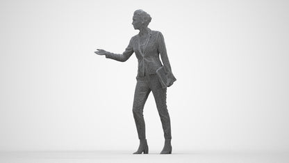 realistic 3D people woman business, render-ready for V-Ray and Corona, FBX OBJ, wireframe back view