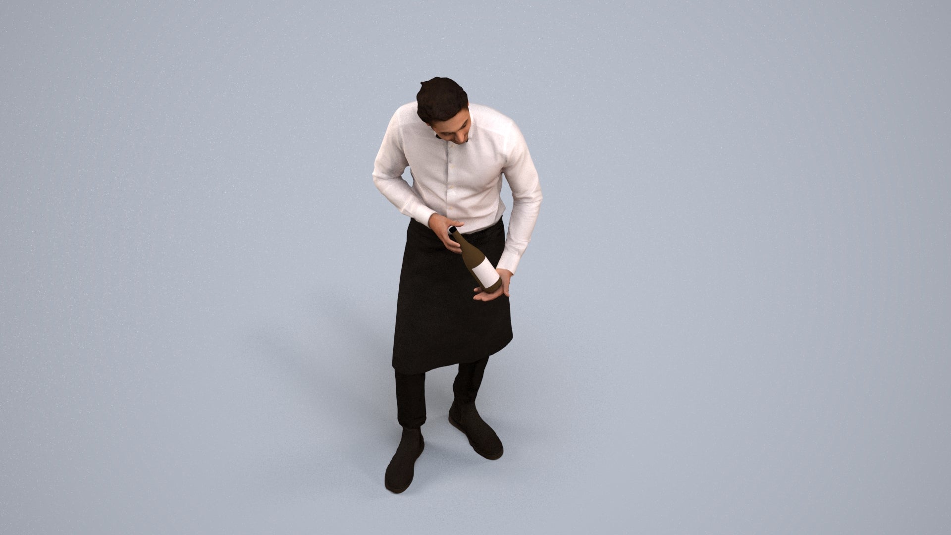 3D scanned man hospitality, photorealistic archviz people for Enscape and SketchUp, back view render