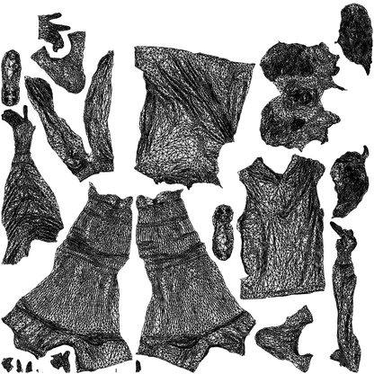 3D human model woman sport, photogrammetry scanned person for archviz, wireframe top-down view