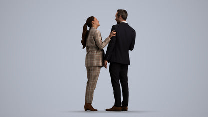 realistic 3D human woman formal business, archviz people FBX OBJ for Blender, front view render