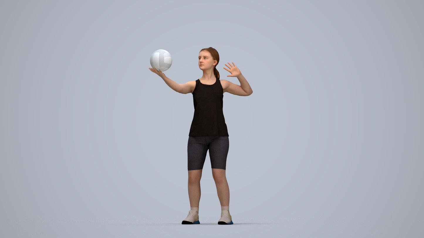 photogrammetry 3D girl sport, realistic human model archviz FBX, top-down view render