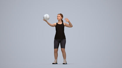 photogrammetry 3D girl sport, realistic human model archviz FBX, top-down view render