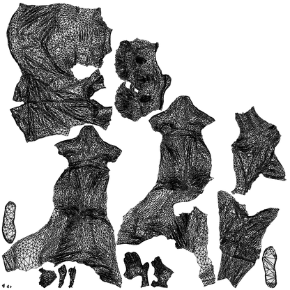 3D people model man casual sitting, scanned human for 3ds Max rendering, wireframe top-down view