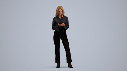 scanned 3D woman business standing, photogrammetry people for Enscape and V-Ray, standing pose render