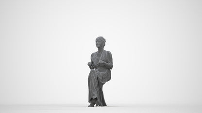 realistic 3D people woman casual sitting, render-ready for V-Ray and Corona, FBX OBJ, wireframe back view