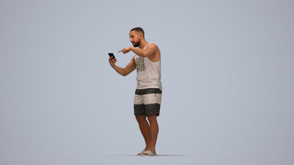 3D scanned man standing, photorealistic archviz people for Enscape and SketchUp, top-down view render