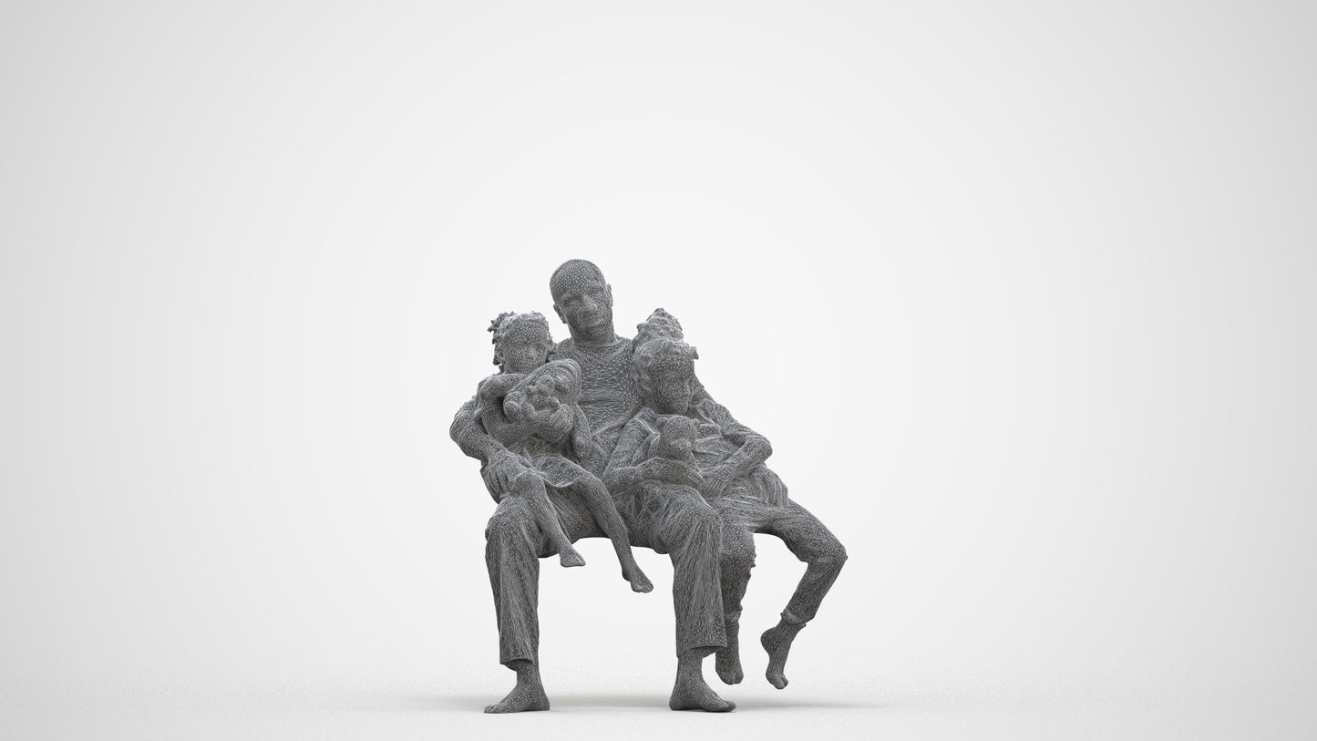 realistic 3D people girl kids, render-ready for V-Ray and Corona, FBX OBJ, three-quarter front view render