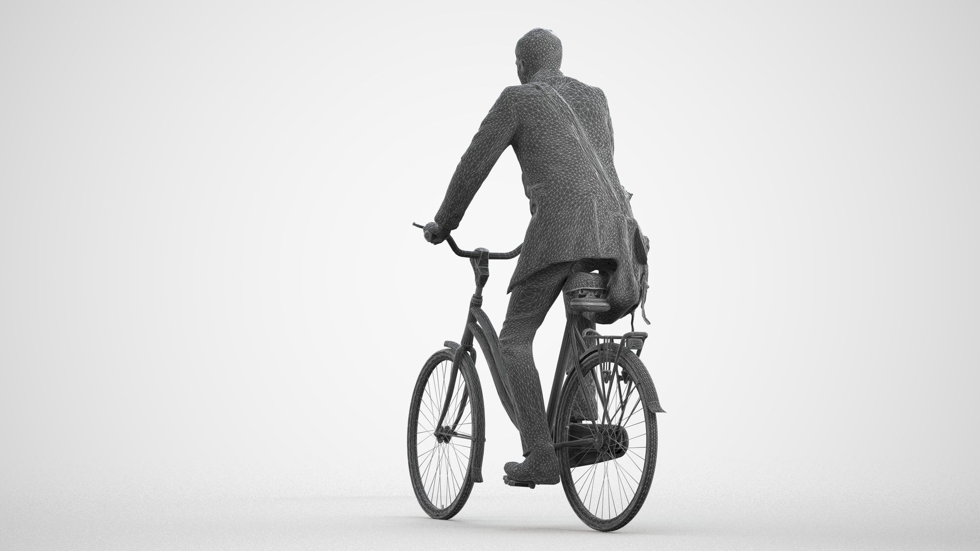 3D human model man casual mix, photogrammetry scanned person for archviz, wireframe front view