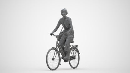 3D scanned senior woman cycling casual, photorealistic archviz people for Enscape and SketchUp