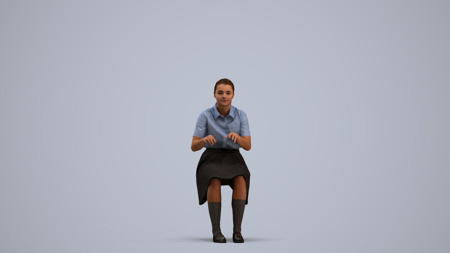 3D people model girl kids, scanned human for 3ds Max rendering, standing pose render