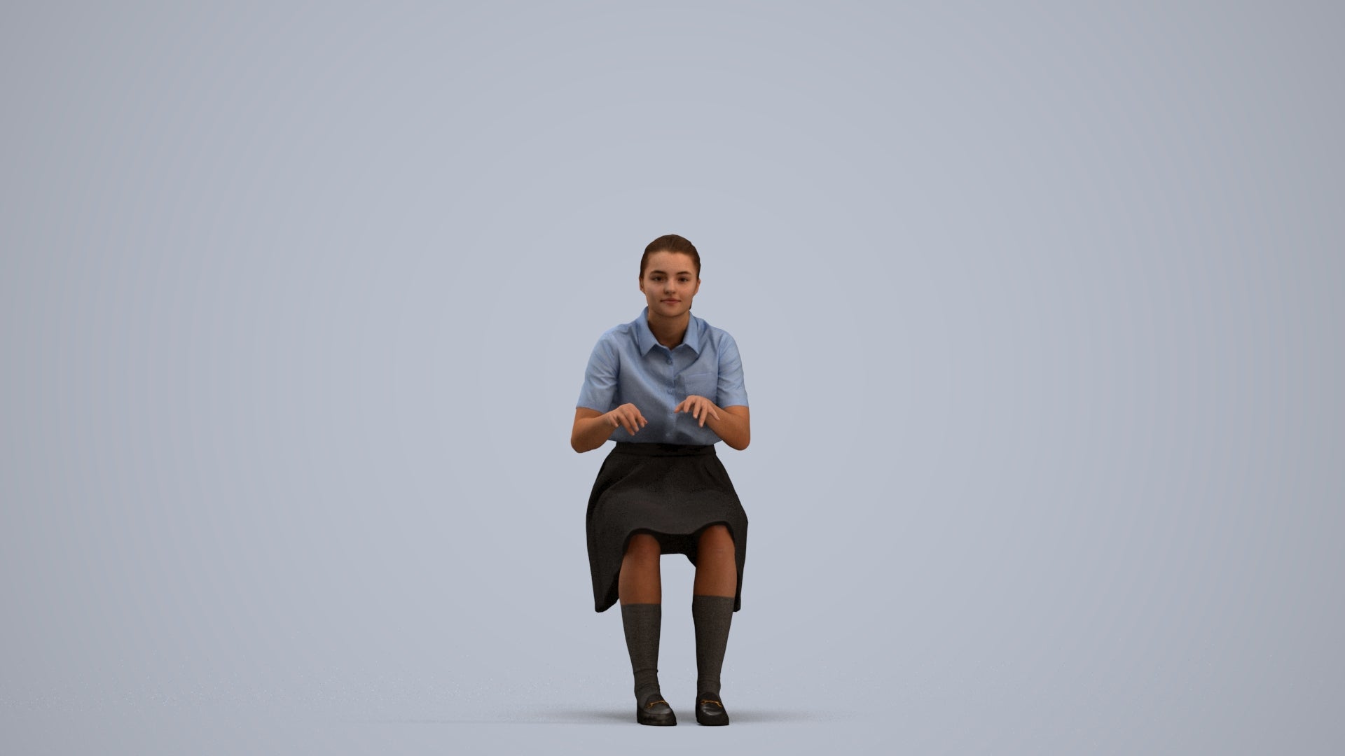 3D people model girl kids, scanned human for 3ds Max rendering, standing pose render