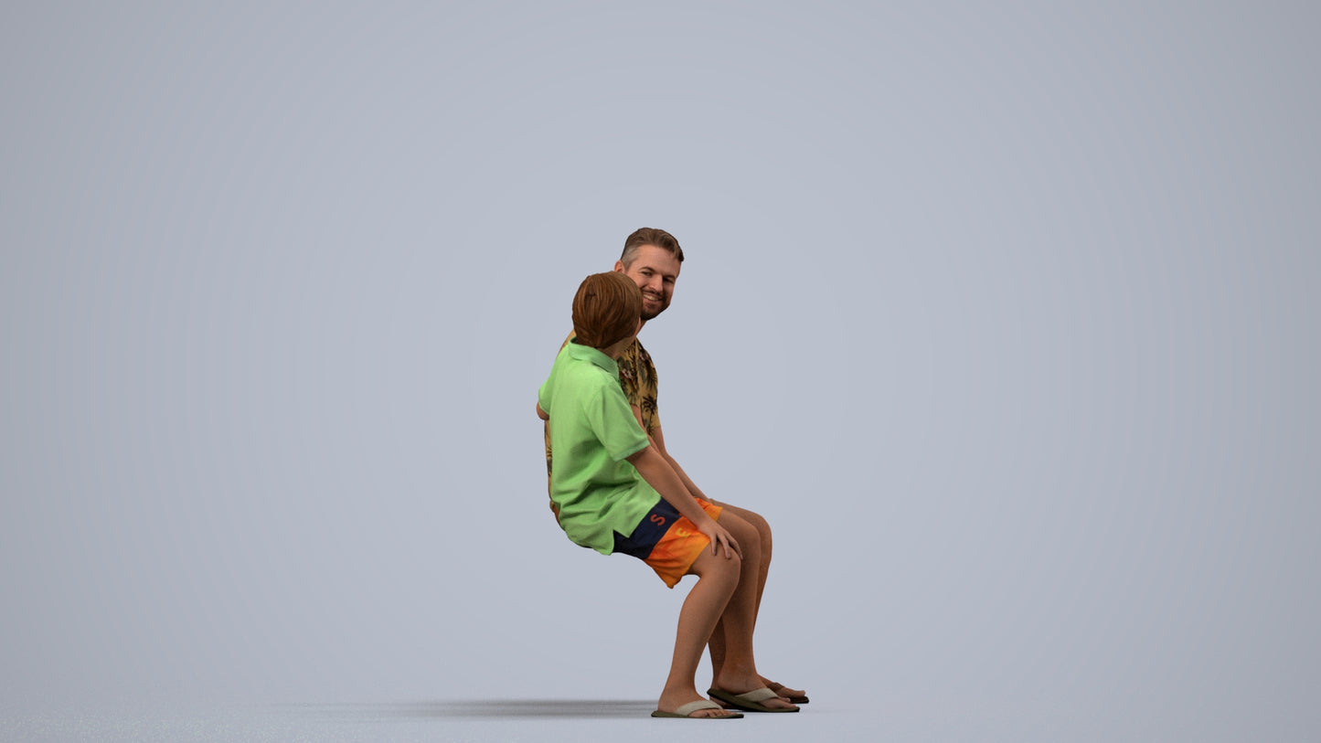 photogrammetry 3D boy kids, realistic human model archviz FBX, side view render