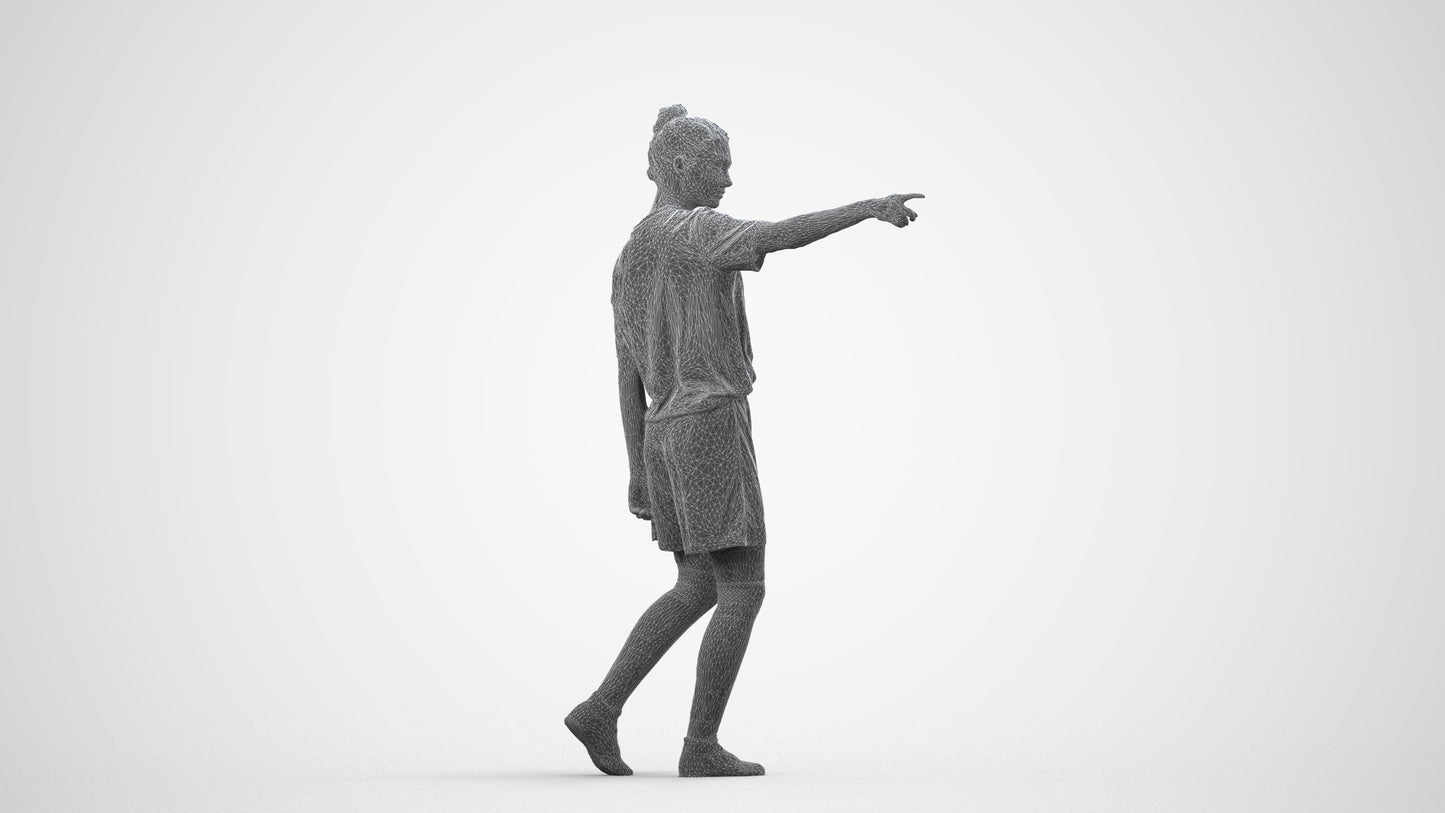 3D scanned girl sport, photorealistic archviz people for Enscape and SketchUp, wireframe side view