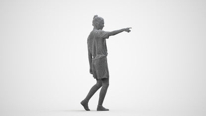 3D scanned girl sport, photorealistic archviz people for Enscape and SketchUp, wireframe side view