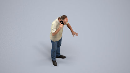 realistic 3D people senior man casual standing, render-ready for V-Ray and Corona, FBX OBJ, back view render
