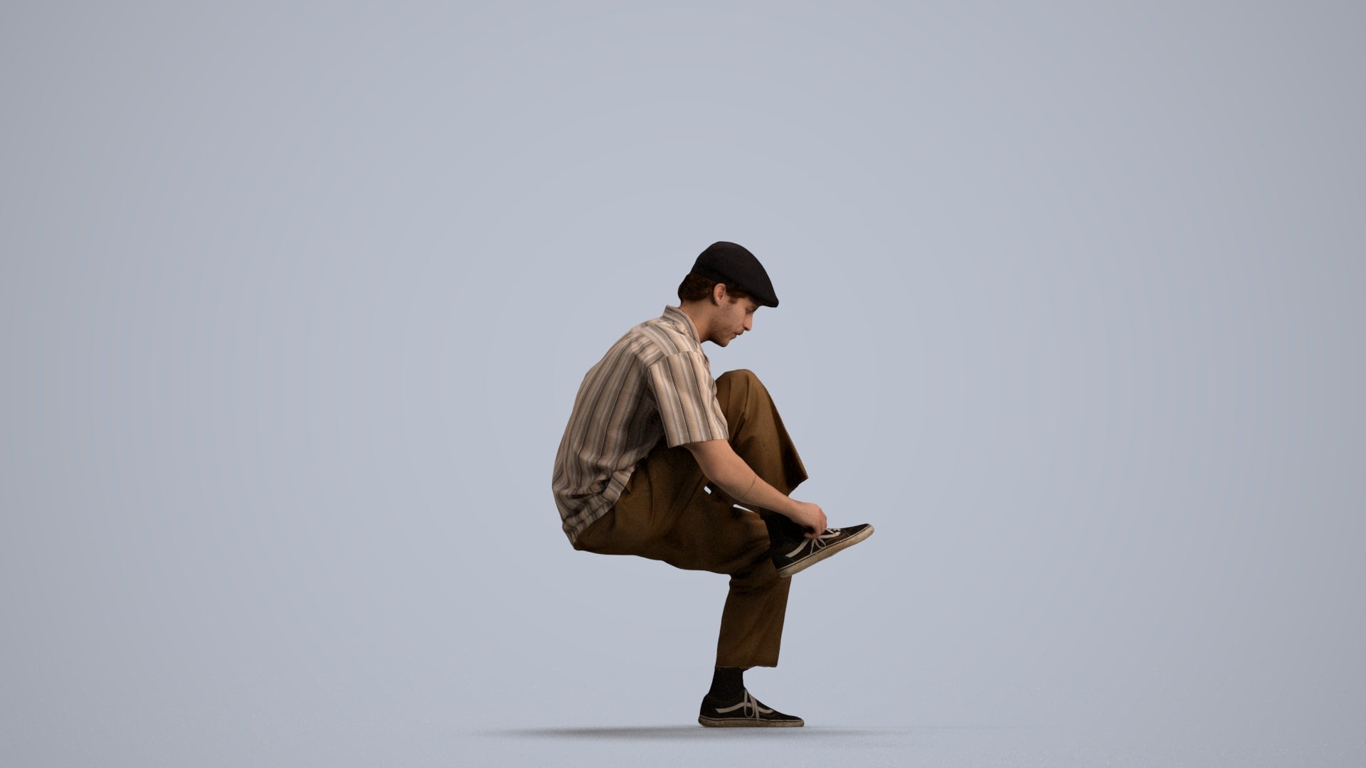 3D scanned man sitting casual, photorealistic archviz people for Enscape and SketchUp, front view render