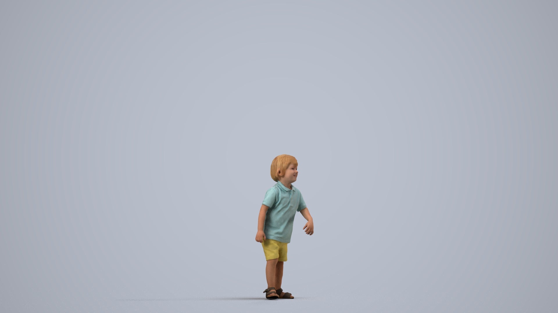 scanned 3D boy casual kids, photogrammetry people for Enscape and V-Ray, side view render