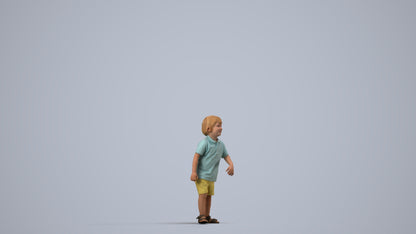 scanned 3D boy casual kids, photogrammetry people for Enscape and V-Ray, side view render