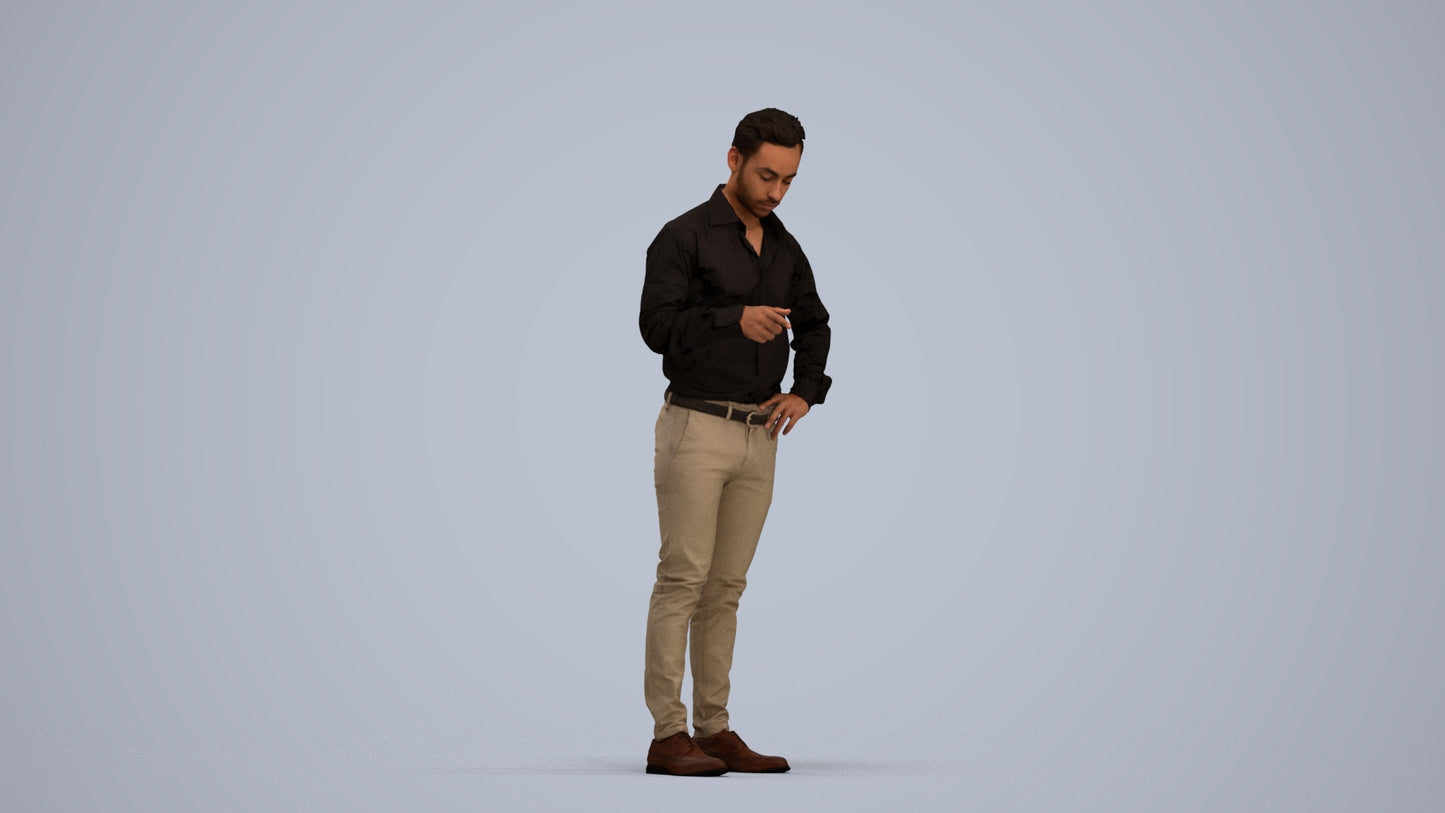 realistic 3D man business standing, scanned archviz people for Blender and 3ds Max, standing pose render
