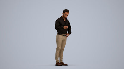 realistic 3D man business standing, scanned archviz people for Blender and 3ds Max, standing pose render