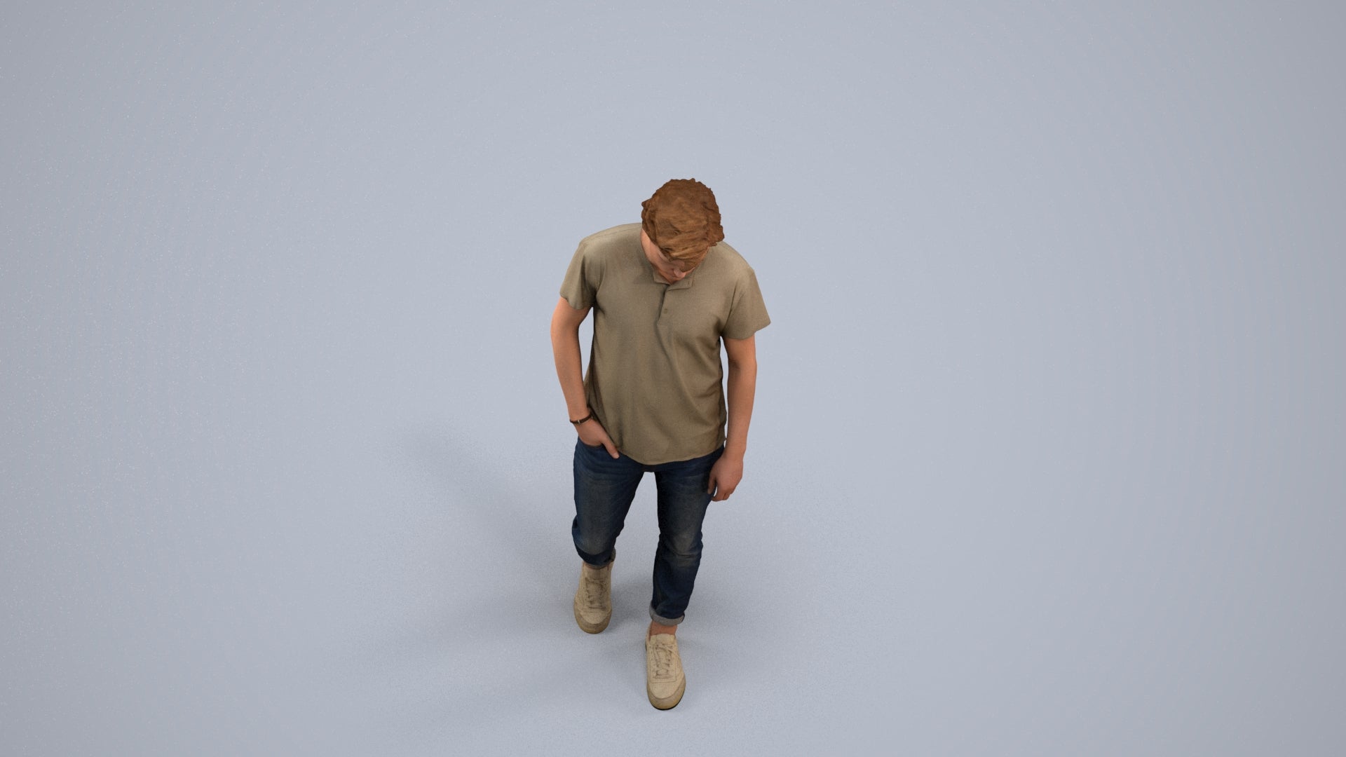 realistic 3D people man casual walking, render-ready for V-Ray and Corona, FBX OBJ, back view render