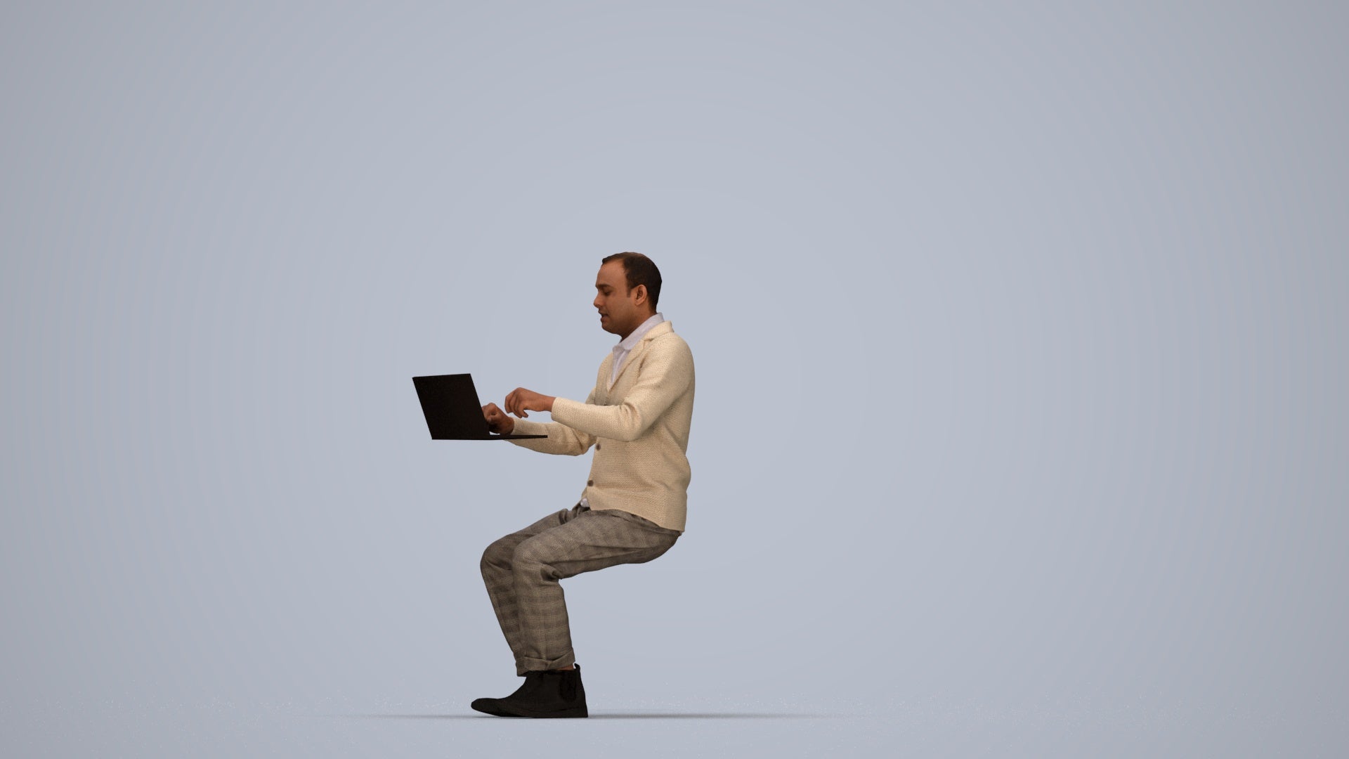 realistic 3D human man business, archviz people FBX OBJ for Blender, top-down view render