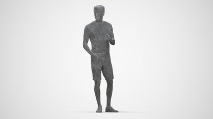 realistic 3D man casual standing, scanned archviz people for Blender and 3ds Max, wireframe back view