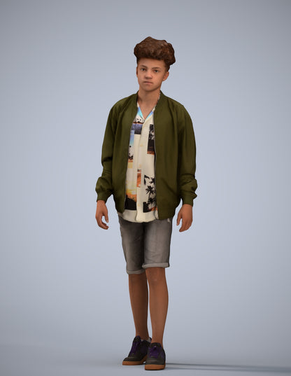 realistic 3D human boy casual kids, archviz people FBX OBJ for Blender