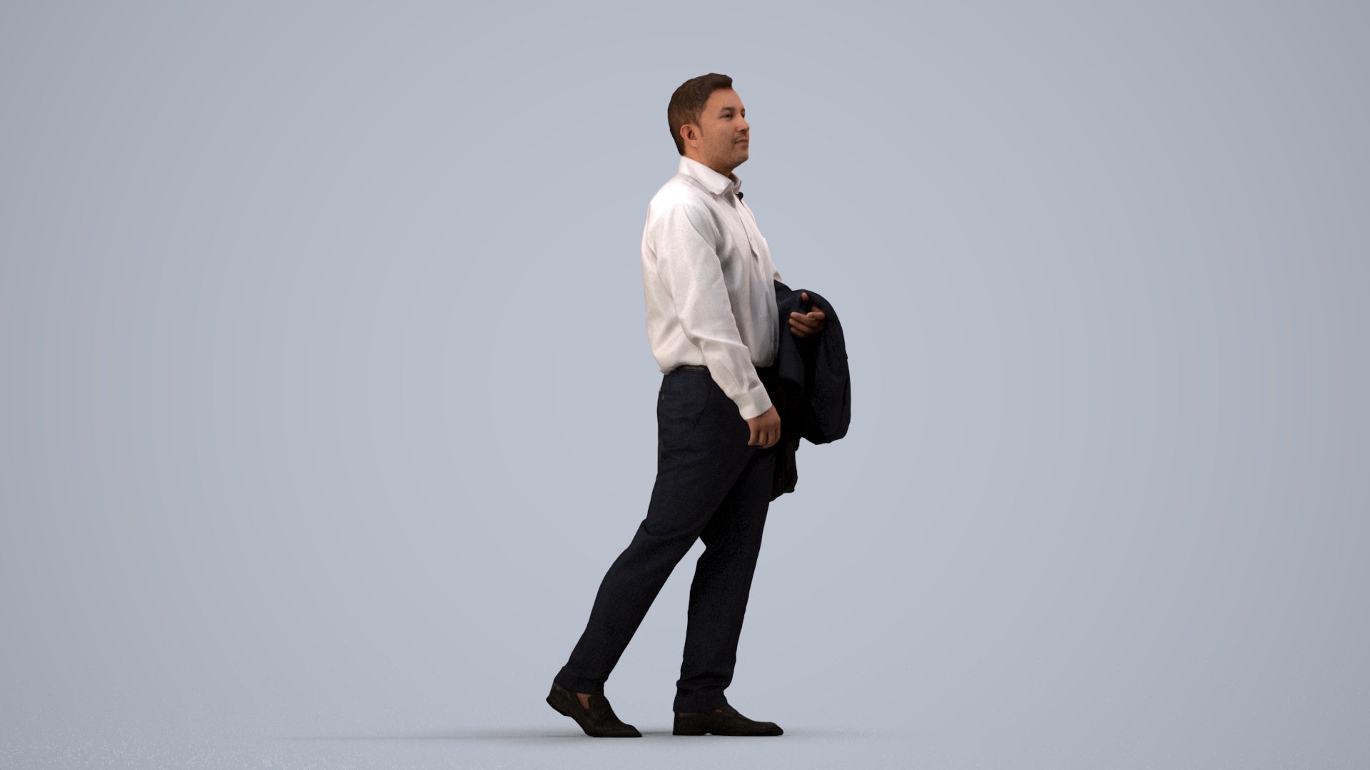 realistic 3D man business, scanned archviz people for Blender and 3ds Max, side view render