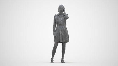 realistic 3D human woman casual standing, archviz people FBX OBJ for Blender, three-quarter front view render