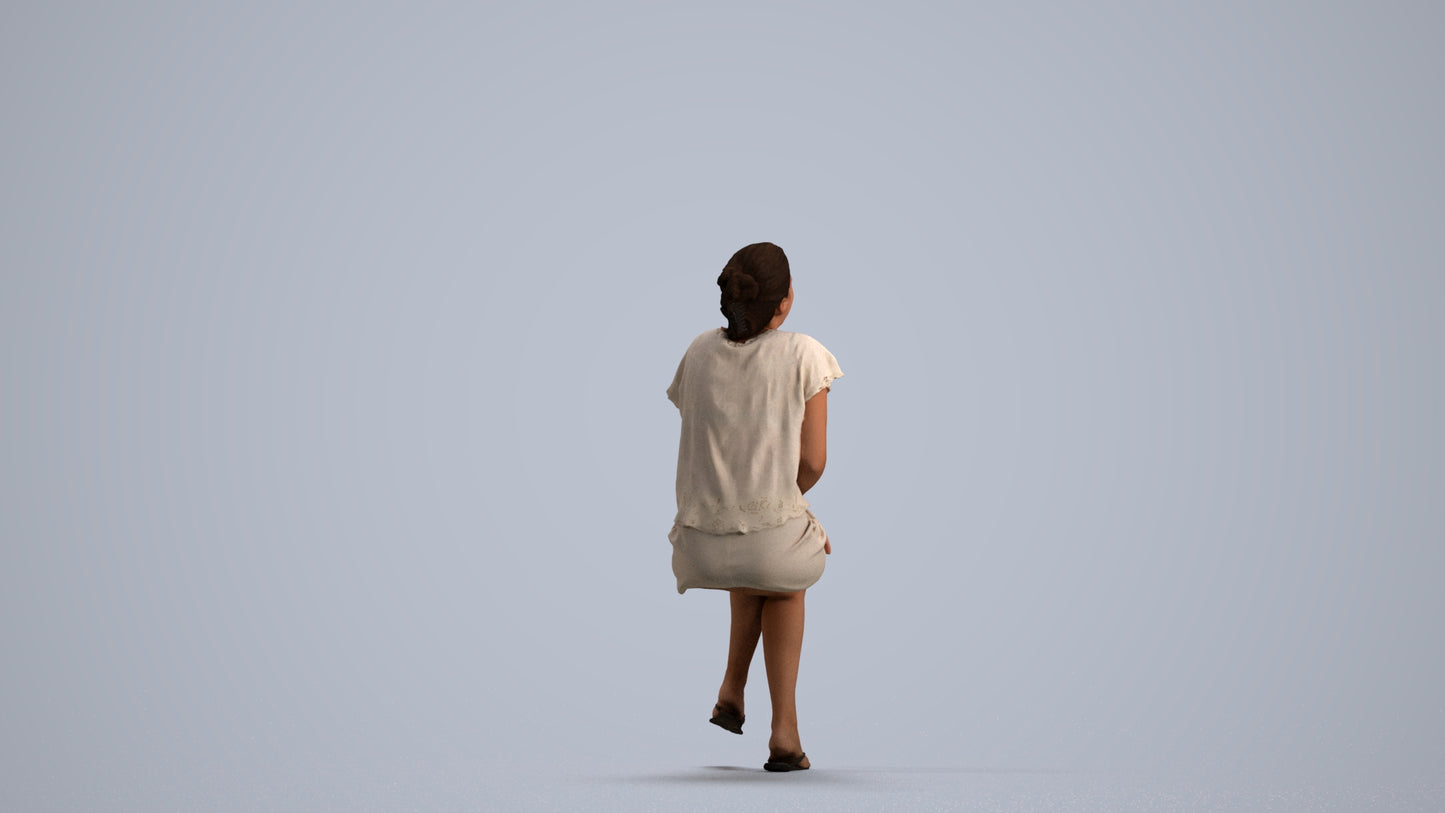 realistic 3D human woman casual sitting, archviz people FBX OBJ for Blender, front view render
