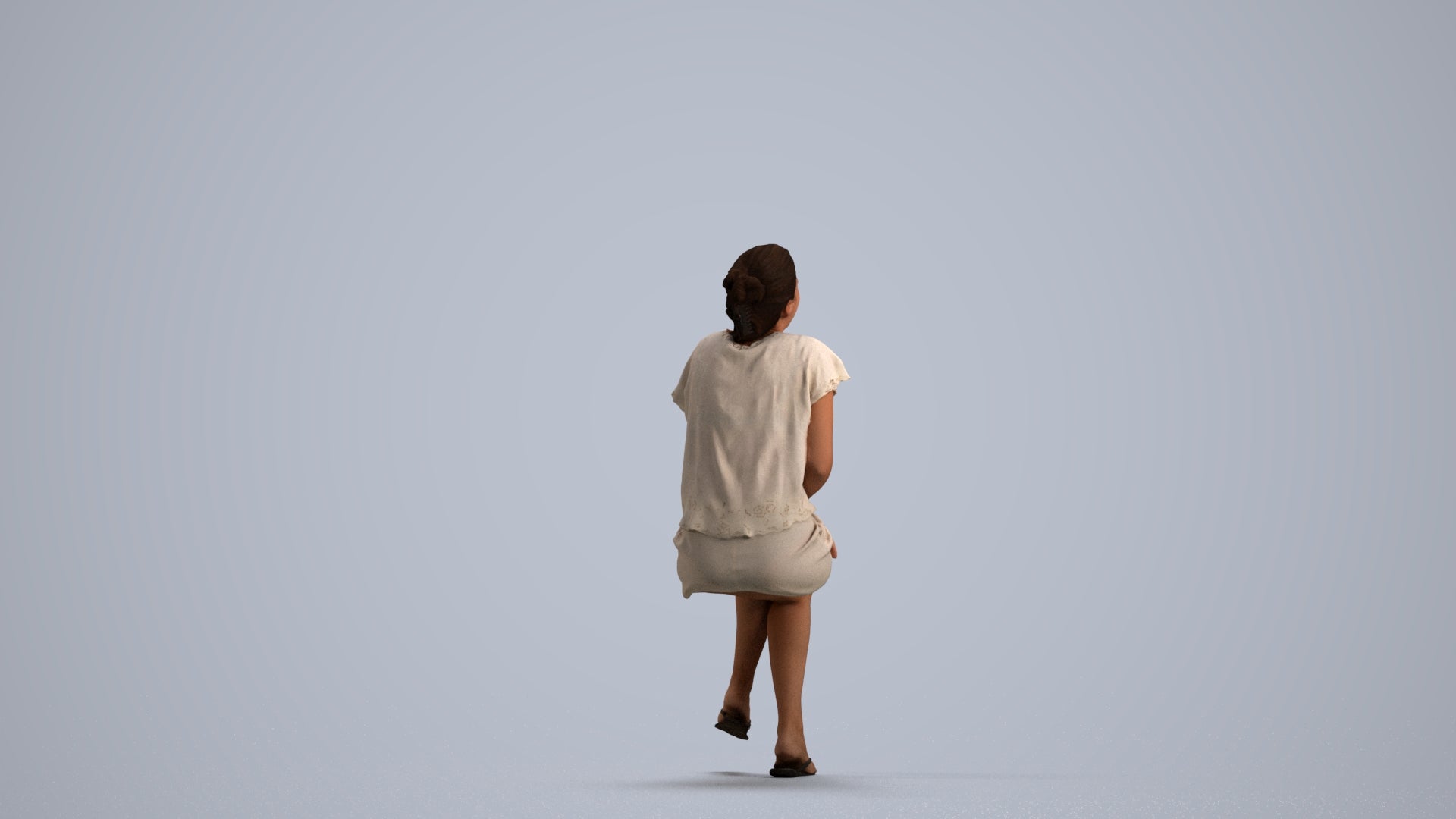 realistic 3D human woman casual sitting, archviz people FBX OBJ for Blender, front view render