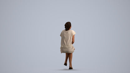 realistic 3D human woman casual sitting, archviz people FBX OBJ for Blender, front view render