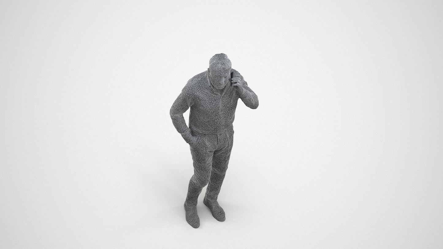 realistic 3D people man casual standing, render-ready for V-Ray and Corona, FBX OBJ, wireframe three-quarter view