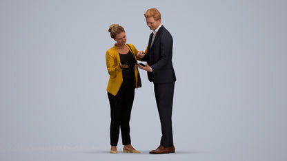 3D human model woman business, photogrammetry scanned person for archviz, standing pose render